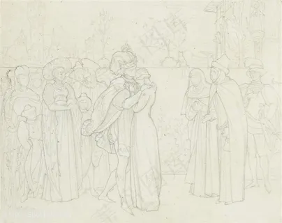 弗雷德里克 · 莱顿时尚线描人物艺术挂画