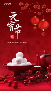 红色喜庆正月十五元宵节海报