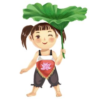 清明清明节卡通牧童拿荷叶