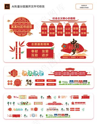 中国风创建文明城市文化墙