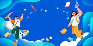 卡通蓝色底部开学季展板设计