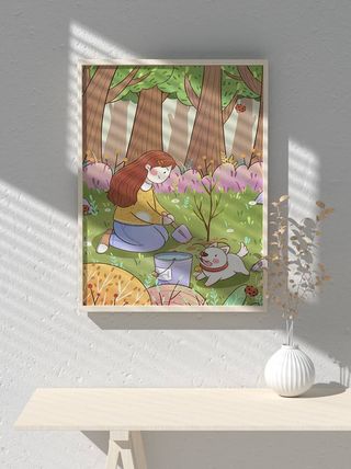 绿色创意公益植树节卡通312保护环境宣传插画