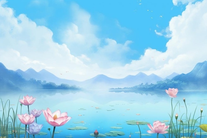 水墨大气国风荷花荷叶背景(1344x896)