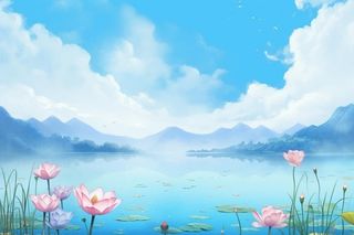 水墨大气国风荷花荷叶背景