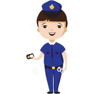 卡通警察手绘素材