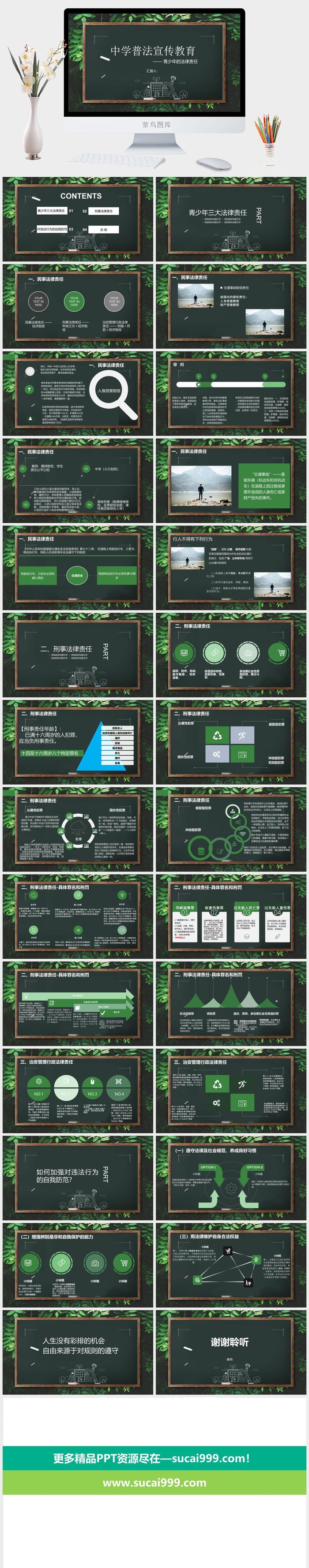 中学普法宣传教育PPT模板