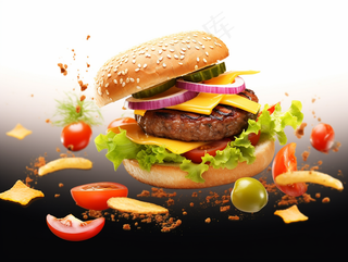 美味汉堡包美食摄影图