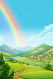 田园天空清新彩虹背景