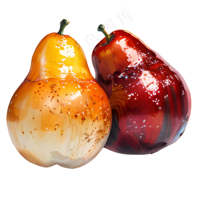 黄色分享高清手绘免抠素材图梨水果PNG14金秋美食