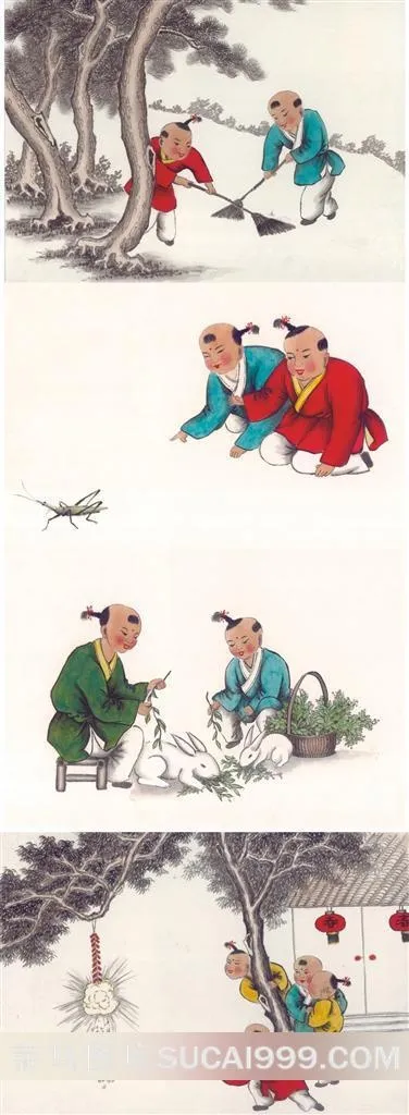 古典孩童绘画作品