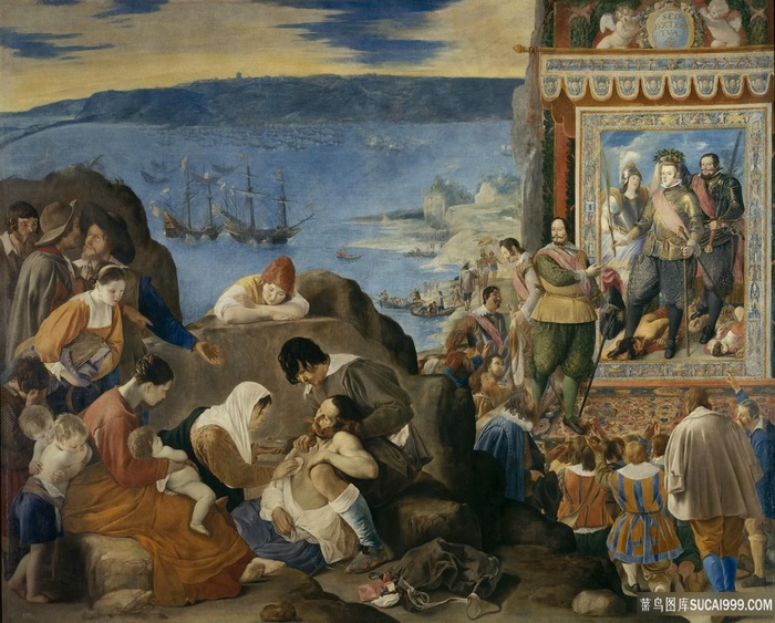 人群人物风景画油画