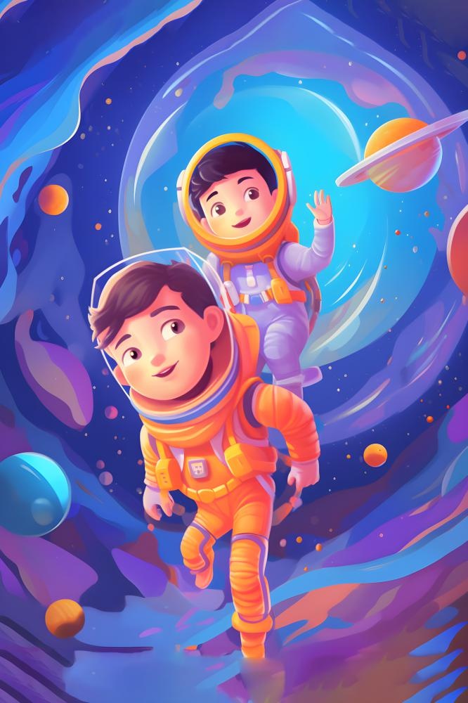 宇航员太空宇宙插画海报素材背景(3584x5376)
