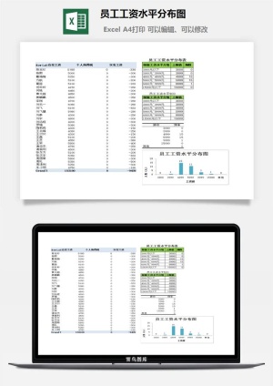 员工工资水平分布图excel模板