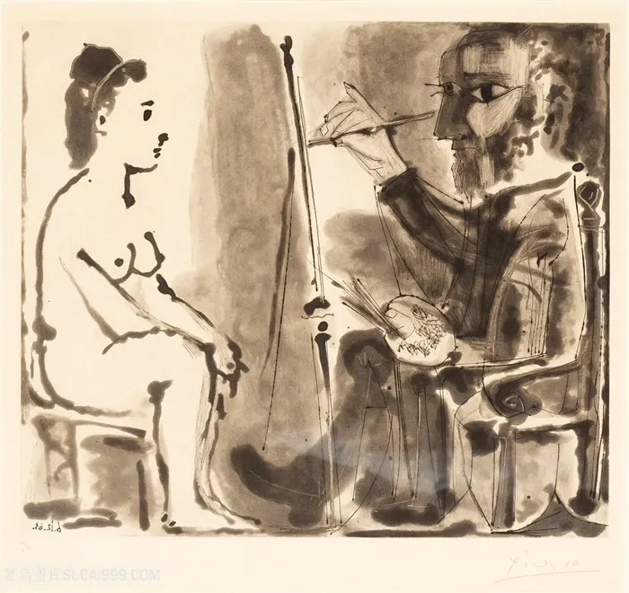 毕加索时尚水彩绘画装饰画