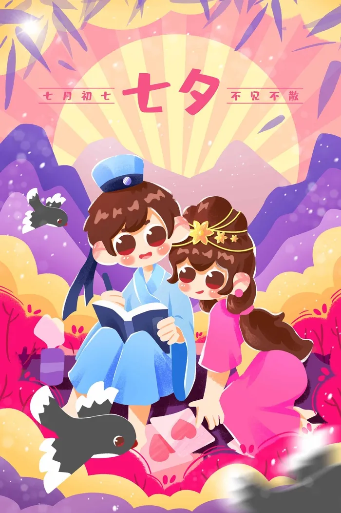七夕唯美营销活动海报素材psd模版下载