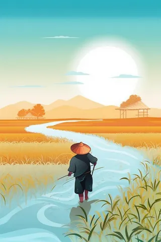 田园简约小麦农田海报背景