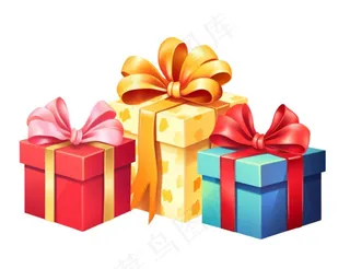 圣诞礼物礼盒卡通插画免抠