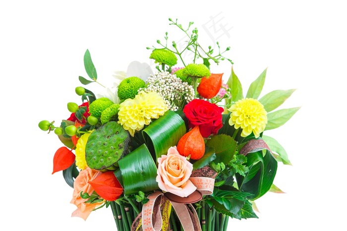 一束七彩家居装饰鲜花高清图片