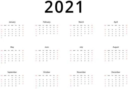 2021 年日历 PNG免抠(600x417)