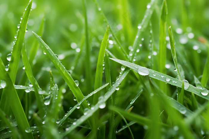 雨天小草上的水珠嫩叶摄影图(4032x2688)