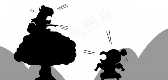 大吵大闹黑白卡通