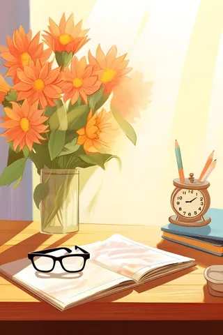 鲜花阳光书籍温馨唯美背景