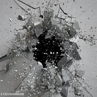 被爆破的墙壁高清图片