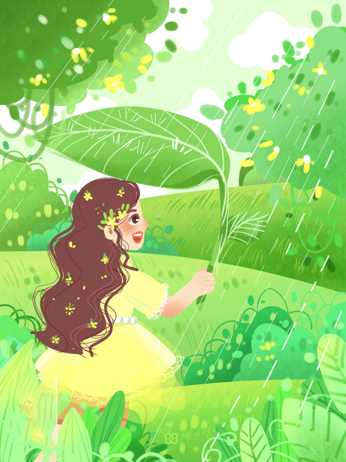 谷雨海报二十四节气插画