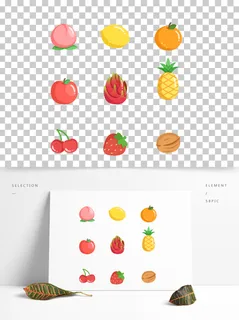 多种手绘卡通水果