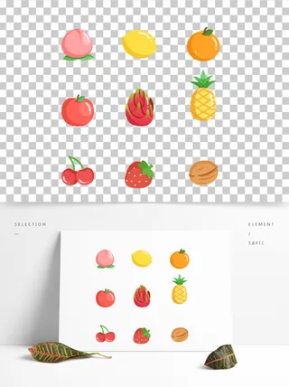 多种手绘卡通水果