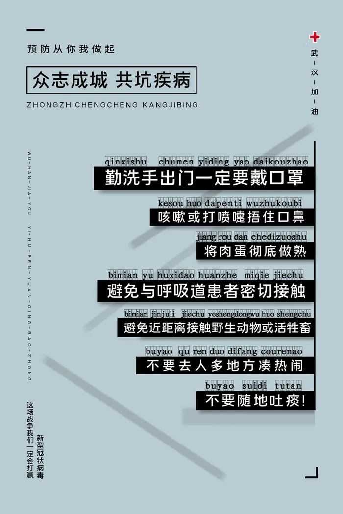 武汉防疫海报之三六psd模版下载
