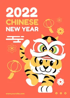 2022虎年新年春节元旦促销标签网页登录页BANNER海报AI矢量素材