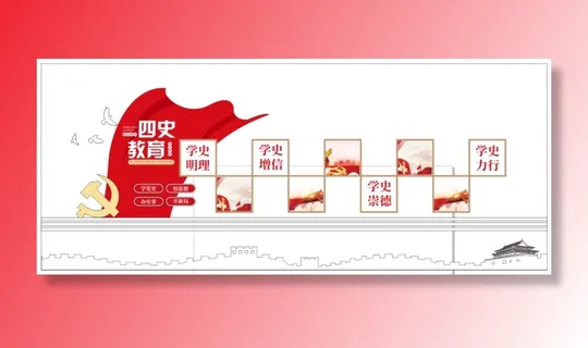 党建党史文化墙源文件CDR平面效果图