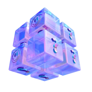 紫色酸性3d立体魔方元素