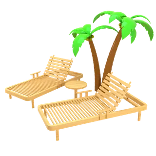 3d旅游立体木制沙滩椅椰子树