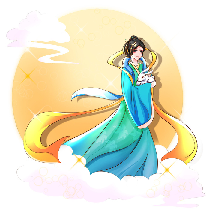 卡通中秋节嫦娥素材psd模版下载