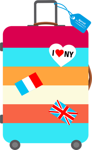 行李箱素材卡通旅游