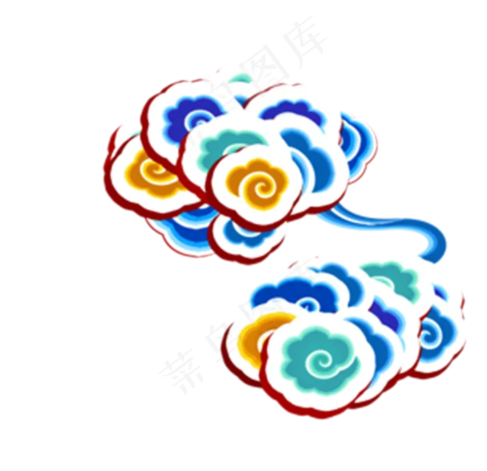 彩云 古典云 祥云图案 祥云素材 创意祥云  三色云 花边花纹 免抠