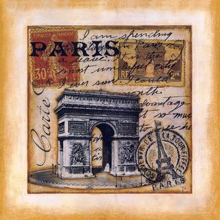 欧洲建筑复古邮票装饰画