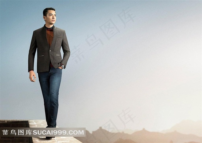 中国长城欧式建筑柒牌海报