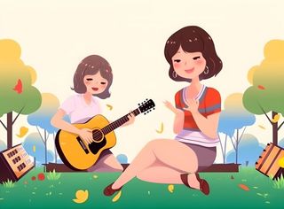 夏日音乐会孩子吉他背景