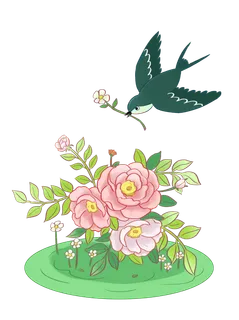 清明元素卡通春天清明节晚春绿色