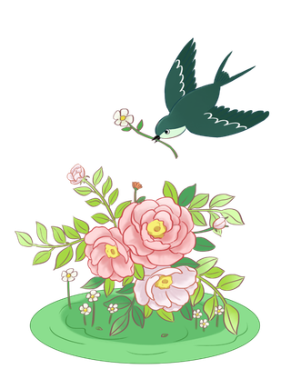 清明元素卡通春天清明节晚春绿色