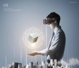 虚拟体检男孩星球太空VR海报