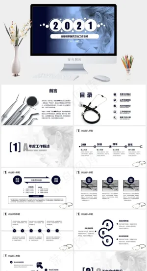 医药医疗卫生行业年终总结新年计划ppt模板预览图