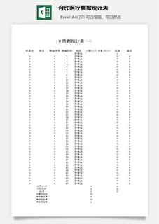 合作医疗票据统计表excel模板