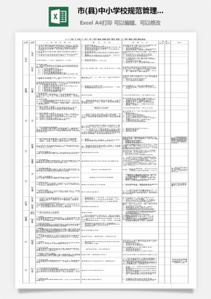 市(县)中小学校规范管理工作检查指标excel模板