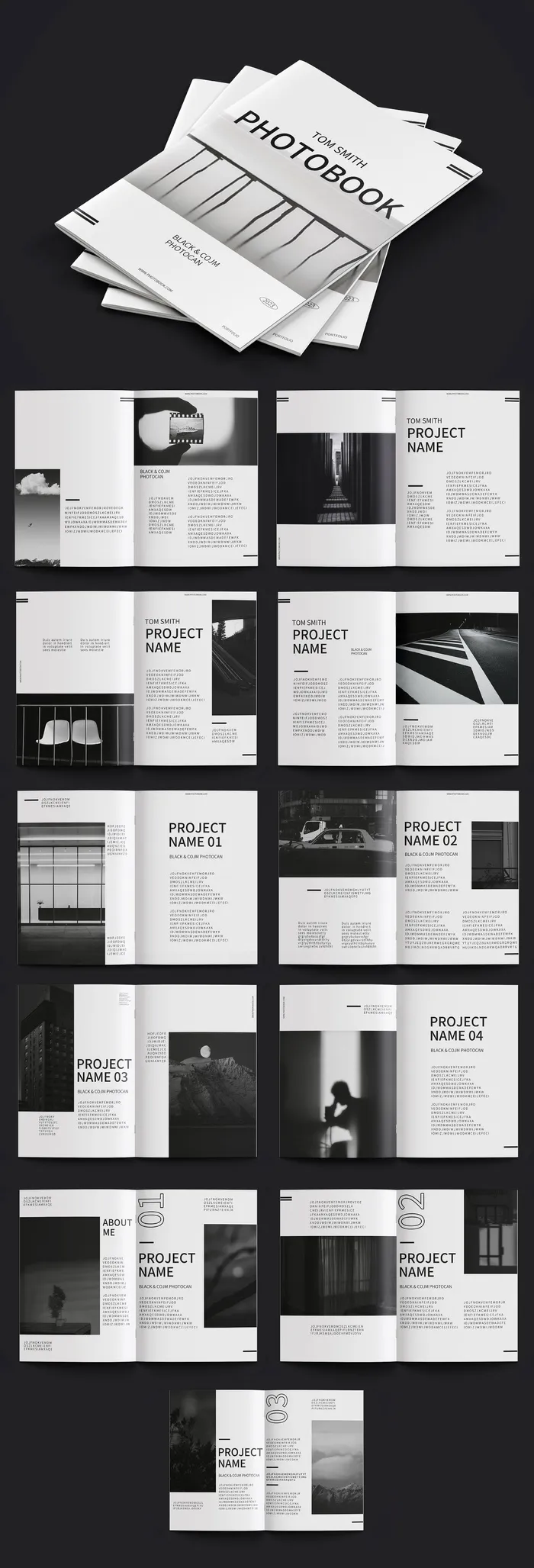 黑白写真宣传画册 psd模版下载