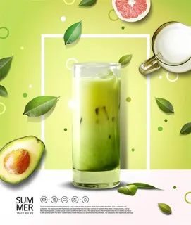 果汁牛油果绿色海报蔬果
