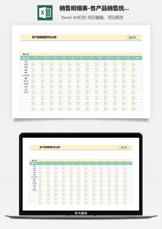 销售明细表-各产品销售统计